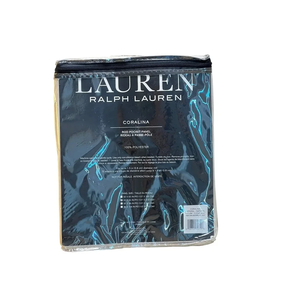 NEW- Ralph‎ Lauren CORALINA Natural Rod Pocket Panel 50